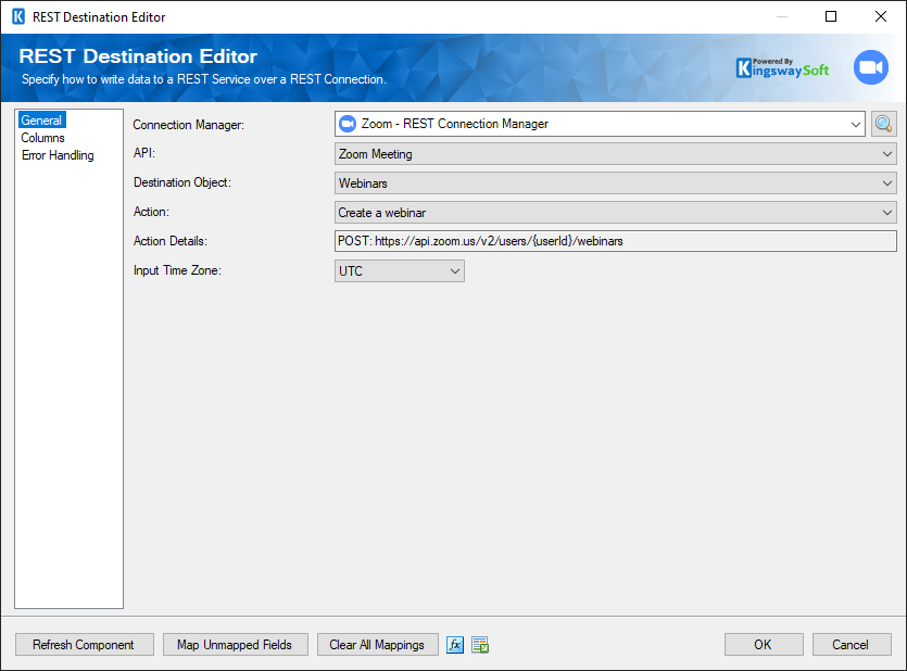 SSIS REST Zoom Destination